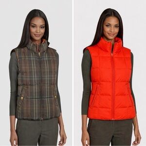 Ralph Lauren Reversible Plaid and Orange Puffer Vest